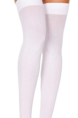 Std Size Women (Up to 5'10", 175 lbs) White Opaque Thigh High Stockings