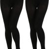 2 Pairs Women's Solid Color Tights 80D, Soft Opaque Microfiber Tights