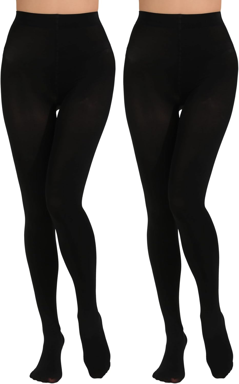 2 Pairs Women's Solid Color Tights 80D, Soft Opaque Microfiber Tights