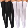 4 Pairs Women's Silk Thigh High Stockings Nylon Socks for Women Halloween Cosplay Costume Party Tights Accessory