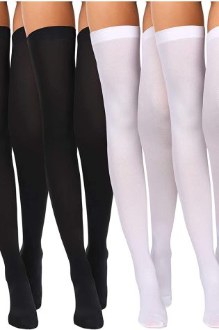4 Pairs Women's Silk Thigh High Stockings Nylon Socks for Women Halloween Cosplay Costume Party Tights Accessory