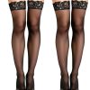 Thigh High Stockings for Women Sexy Sheer Silky Over Knee Stockings with Lace Top