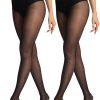 2 Pairs Sheer Tights for Women Ultra Thin Reinforced T Crotch Control Top Pantyhose Stockings